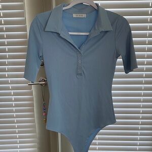 Sky Blue Women's Polo Bodysuit